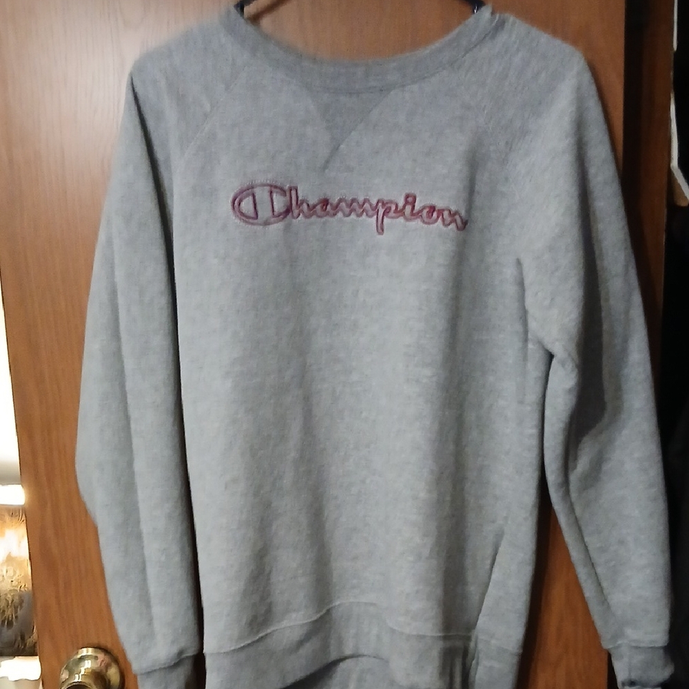 Champion Heather Gray Pullover with Maroon Logo